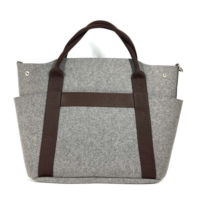 Pre-owned Hermes grey felt tote bag with sturdy handles and side pockets