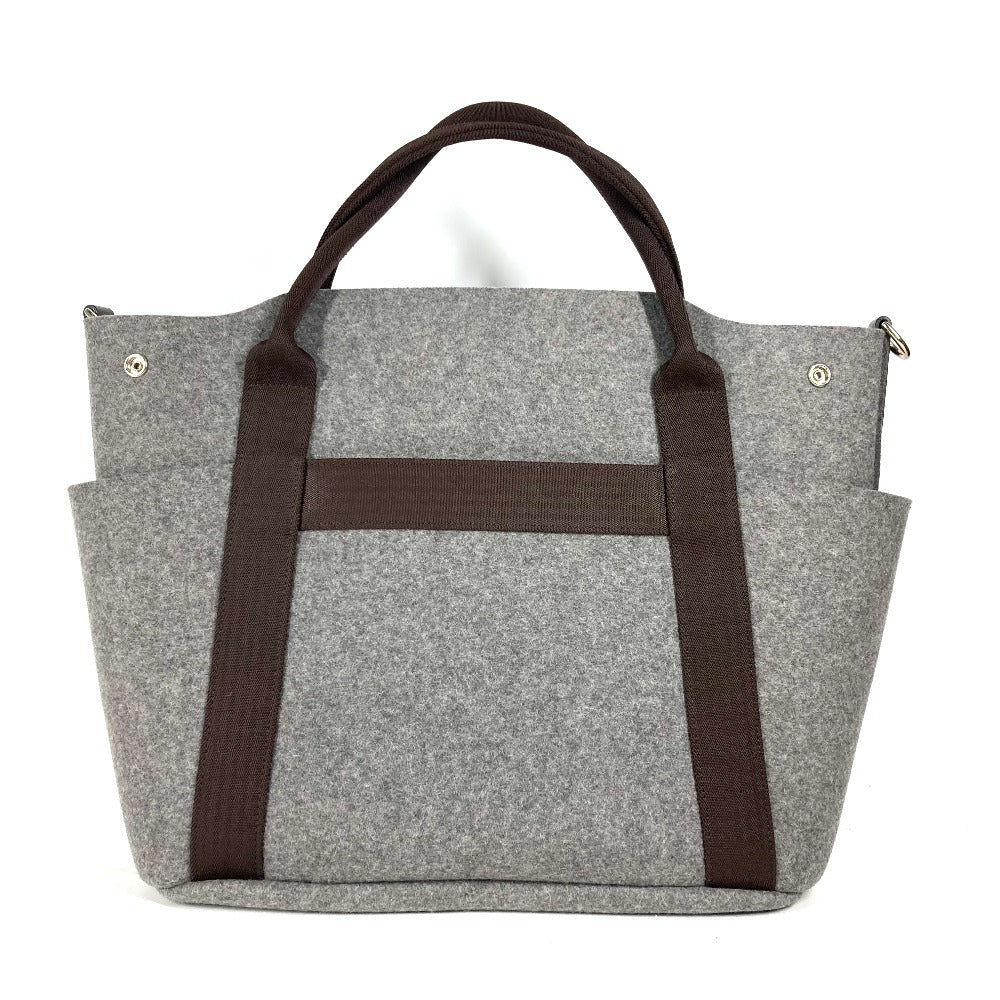 Pre-owned Hermes grey felt tote bag with sturdy handles and side pockets