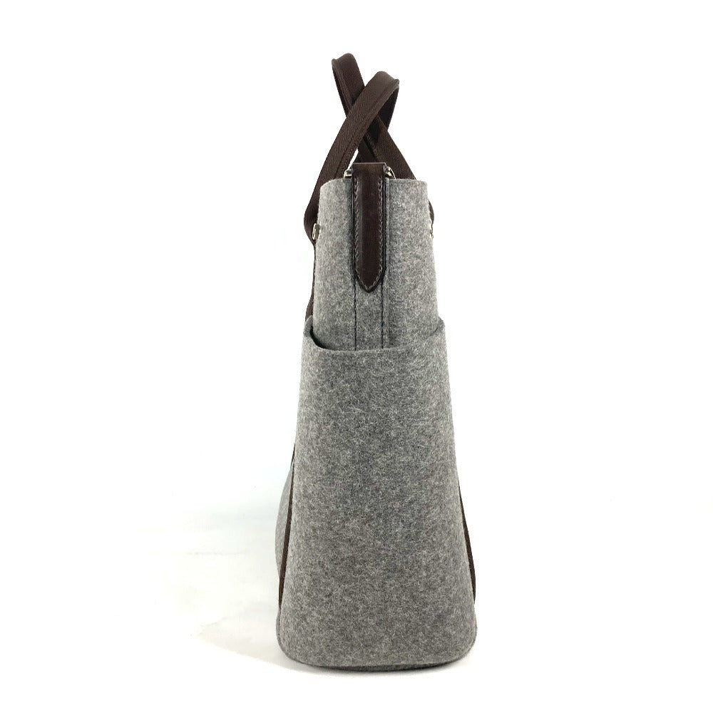 HERMES pre-owned gray felt bag with brown leather accents and adjustable handles