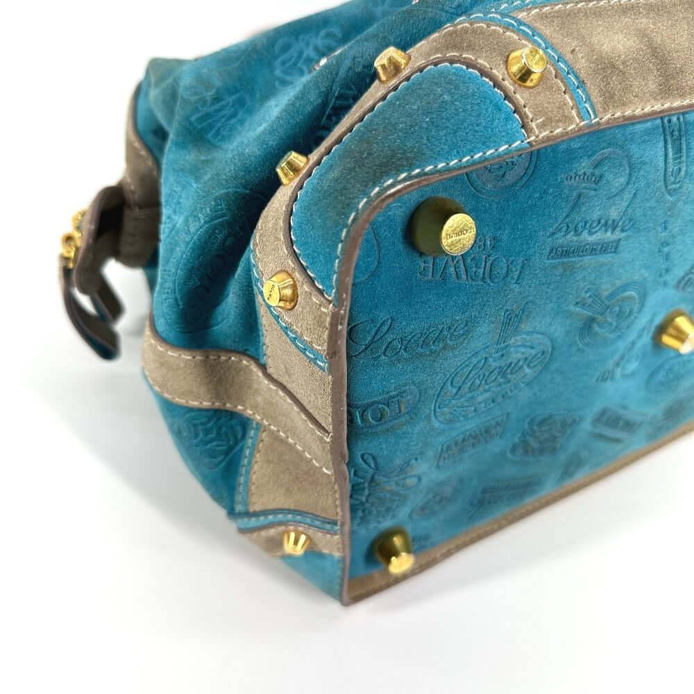 LOEWE Pre-Owned Suede Bag with Unique Design and Gold Hardware Accents