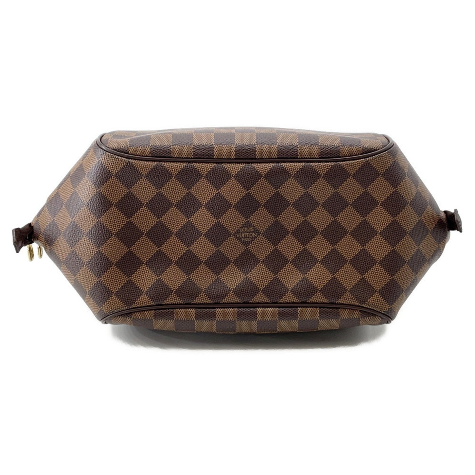 Bottom view of authentic Louis Vuitton Belem MM bag for sale with classic Damier canvas pattern