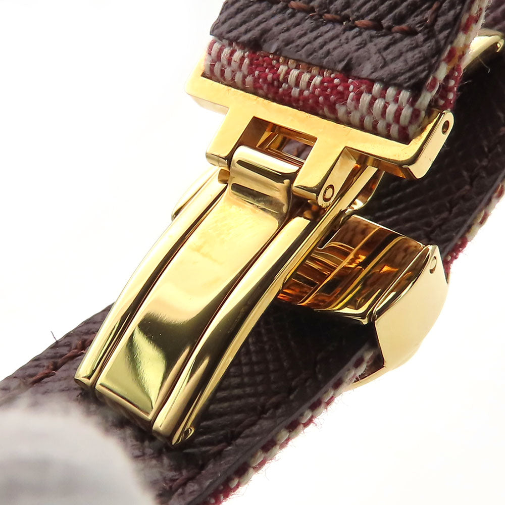 Authentic secondhand Louis Vuitton jewelry clasp detail featuring gold finish and textured design