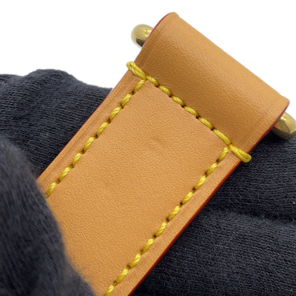 Close-up of MANSII pre-loved leather strap with contrasting stitching detail