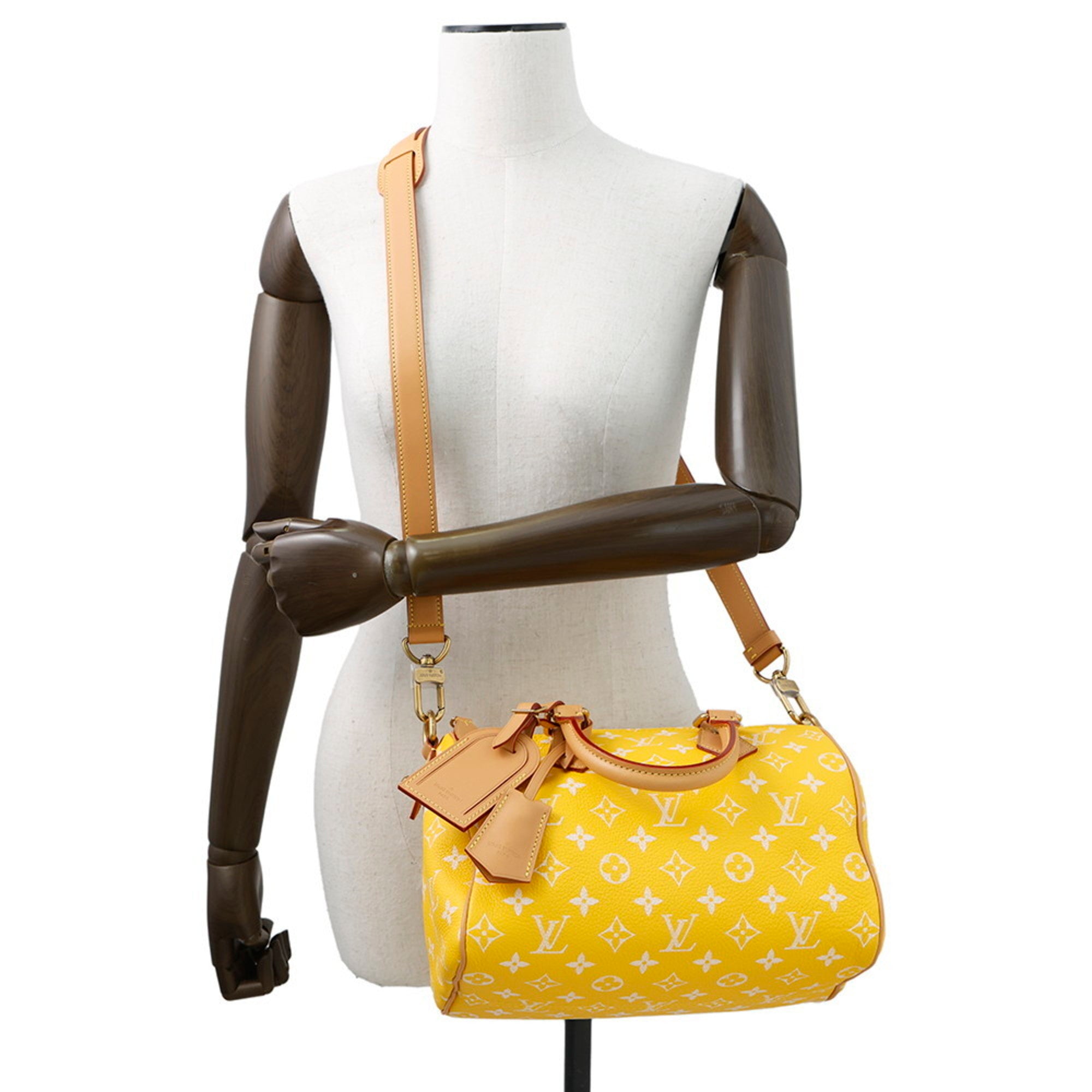 MANSII Pre-loved Louis Vuitton yellow handbag with adjustable strap and stylish design