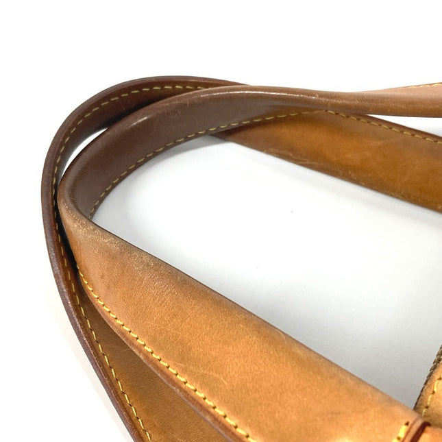 Louis Vuitton pre-owned leather bag strap featuring elegant stitching and a rich tan color