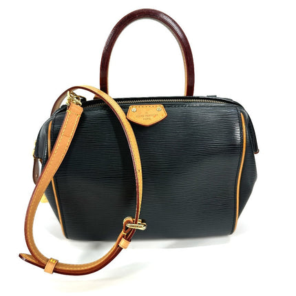 Louis Vuitton pre-owned black bag with leather handles and adjustable shoulder strap