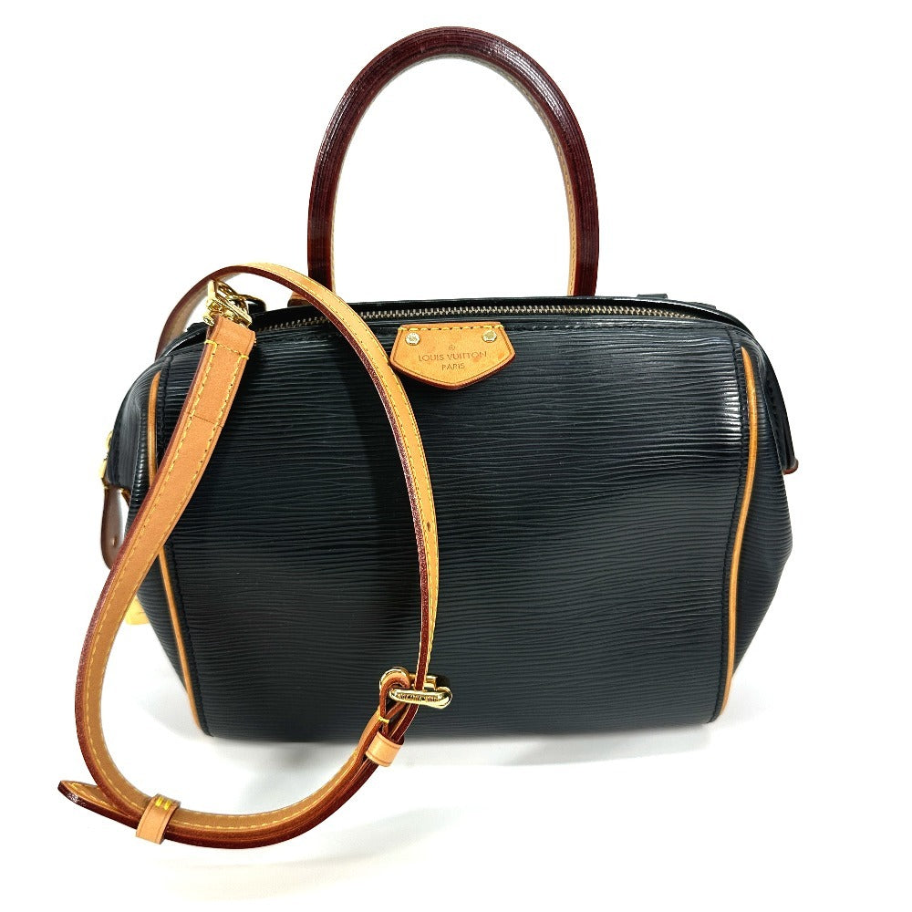 Louis Vuitton pre-owned black bag with leather handles and adjustable shoulder strap
