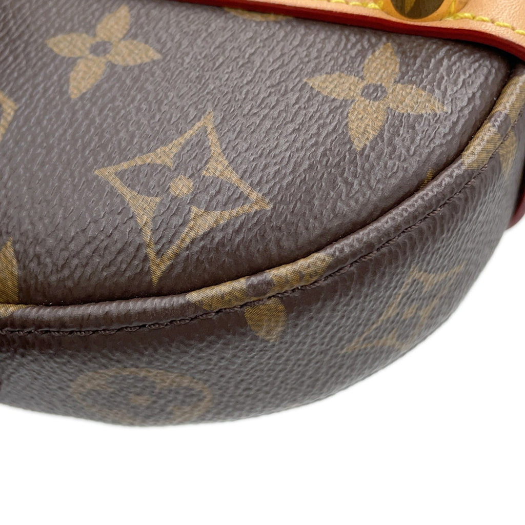 Close-up of the pre-owned Louis Vuitton Chantilly bag showcasing its iconic monogram pattern and leather trim