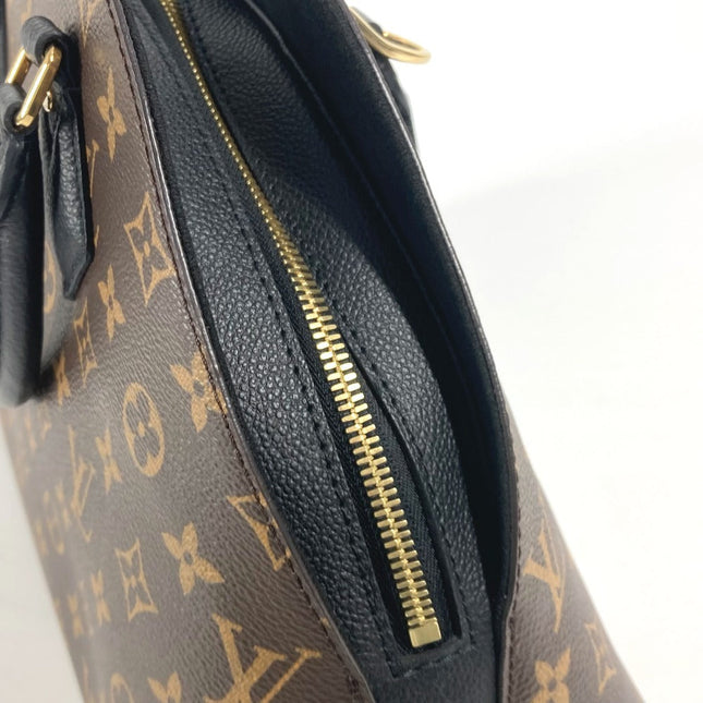 Pre-Owned Louis Vuitton Monogram Bag with Black Leather Accents and Gold Zipper Detail