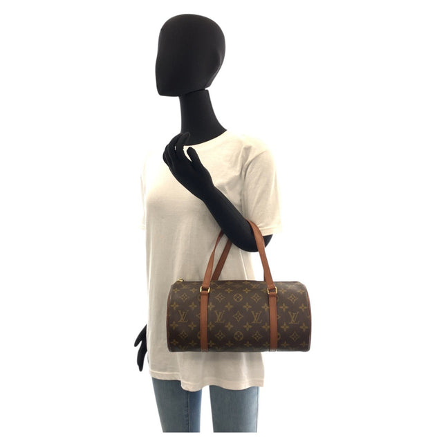 Pre-owned Louis Vuitton Monogram Bowling Bag with leather straps and a classic design