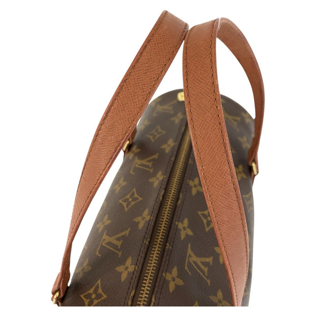 Pre-owned Louis Vuitton handbag with brown monogram and leather straps for stylish everyday use