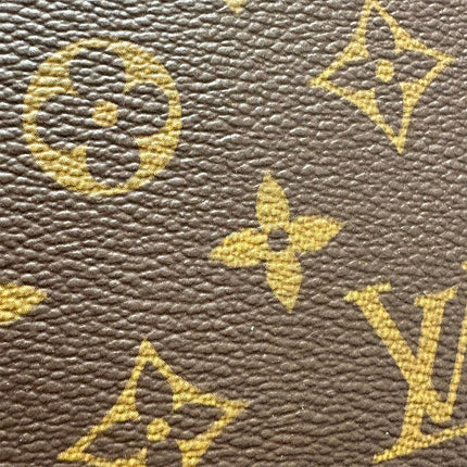 Close-up of Pre-Owned Louis Vuitton bag featuring iconic monogram pattern and durable leather texture
