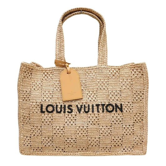 LOUIS VUITTON Shopper Bag MM M25008 Tote Natural Beige Damier Raffia C48 Women's Men's - Mansii