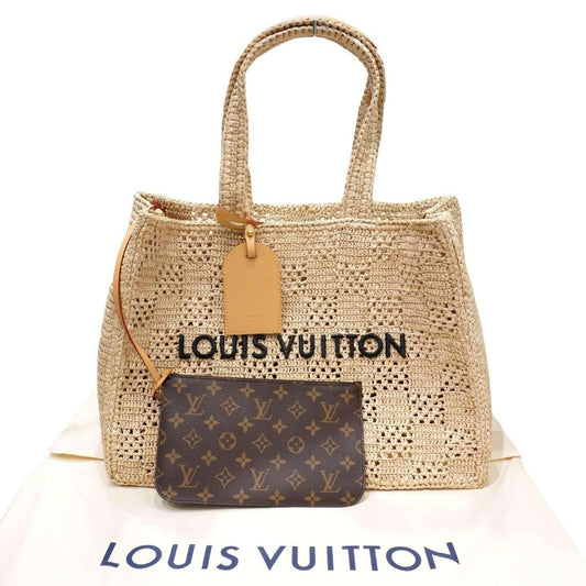 LOUIS VUITTON Shopper Bag MM M25008 Tote Natural Beige Damier Raffia C48 Women's Men's - Mansii