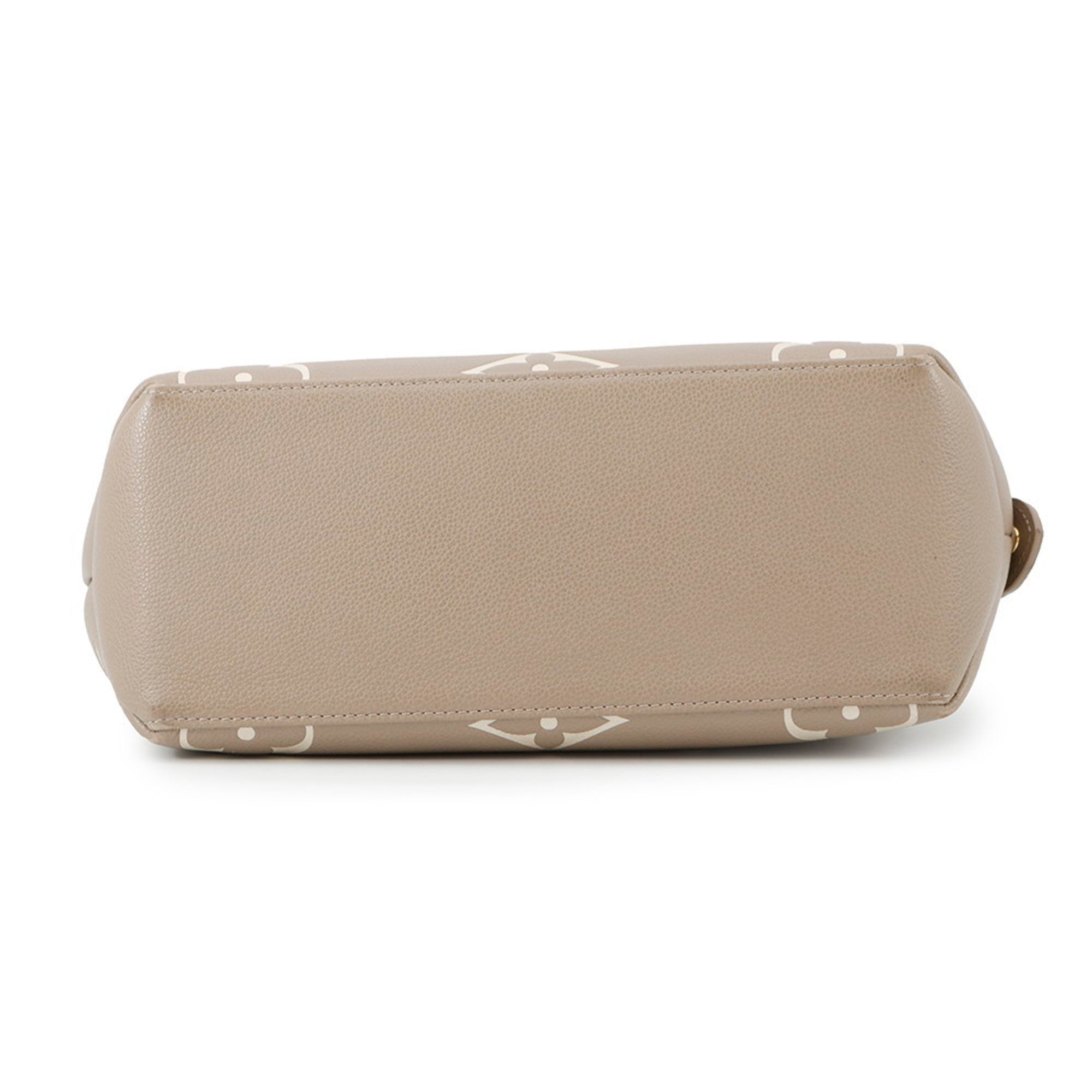 Bottom view of MANSII LOUIS VUITTON used Petit Palais PM handbag in beige with decorative pattern