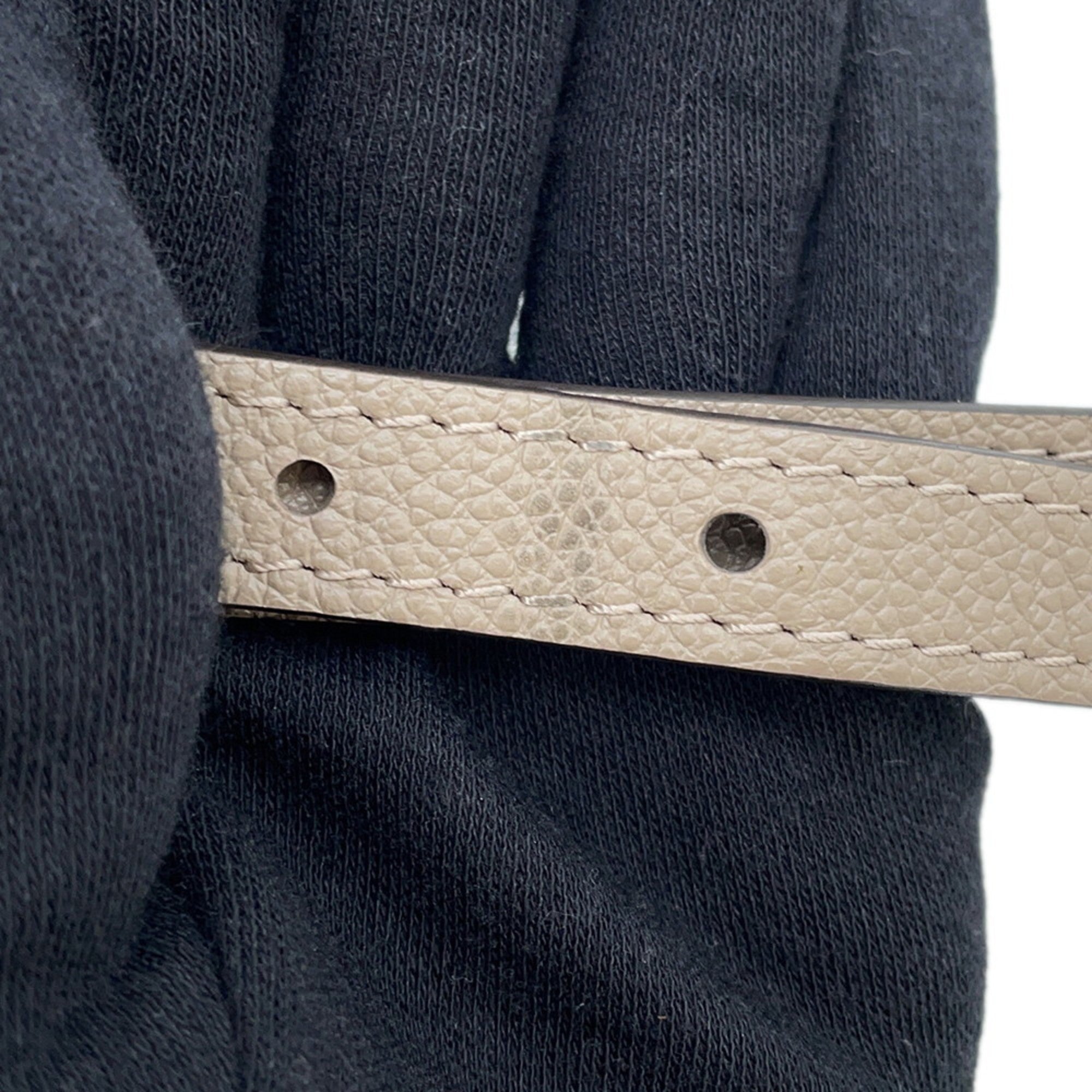 Detailed view of MANSII LOUIS VUITTON used Petit Palais PM leather strap with holes for adjustment