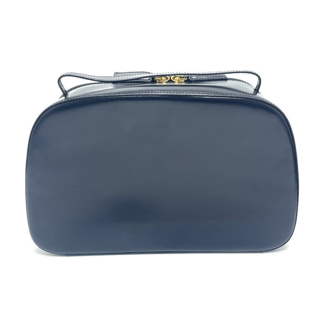 Luxury vintage Versace purse in navy blue leather with gold hardware and sleek design