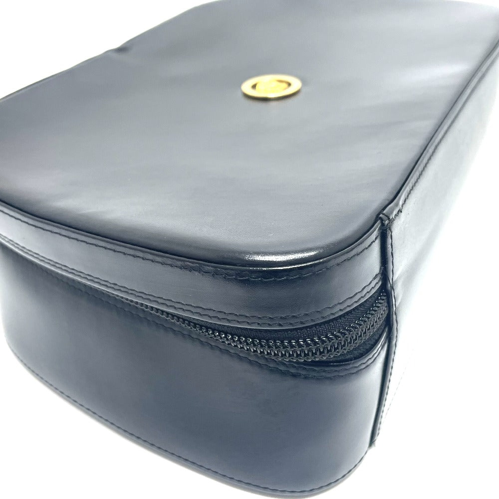 Luxury vintage Versace purse in sleek black leather with a gold zipper closure