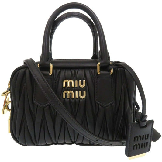 Miu Miu Miu Arcadi Matelasse Leather Shoulder Bag Black MIU5BB123 1756MIUMIU - Mansii