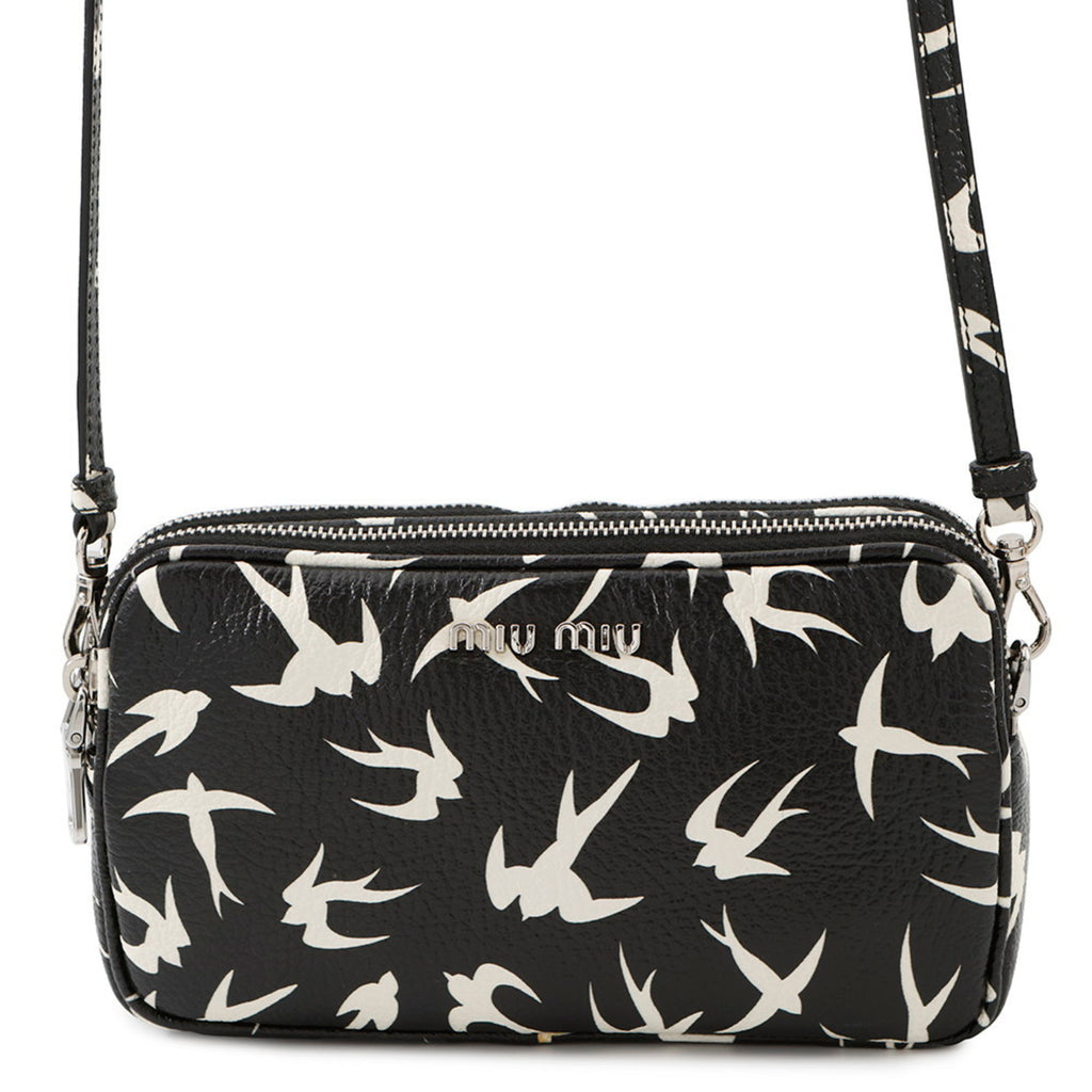 MIU MIU Pre-Loved Swallow Pattern Bag with a chic black design featuring swallow motifs
