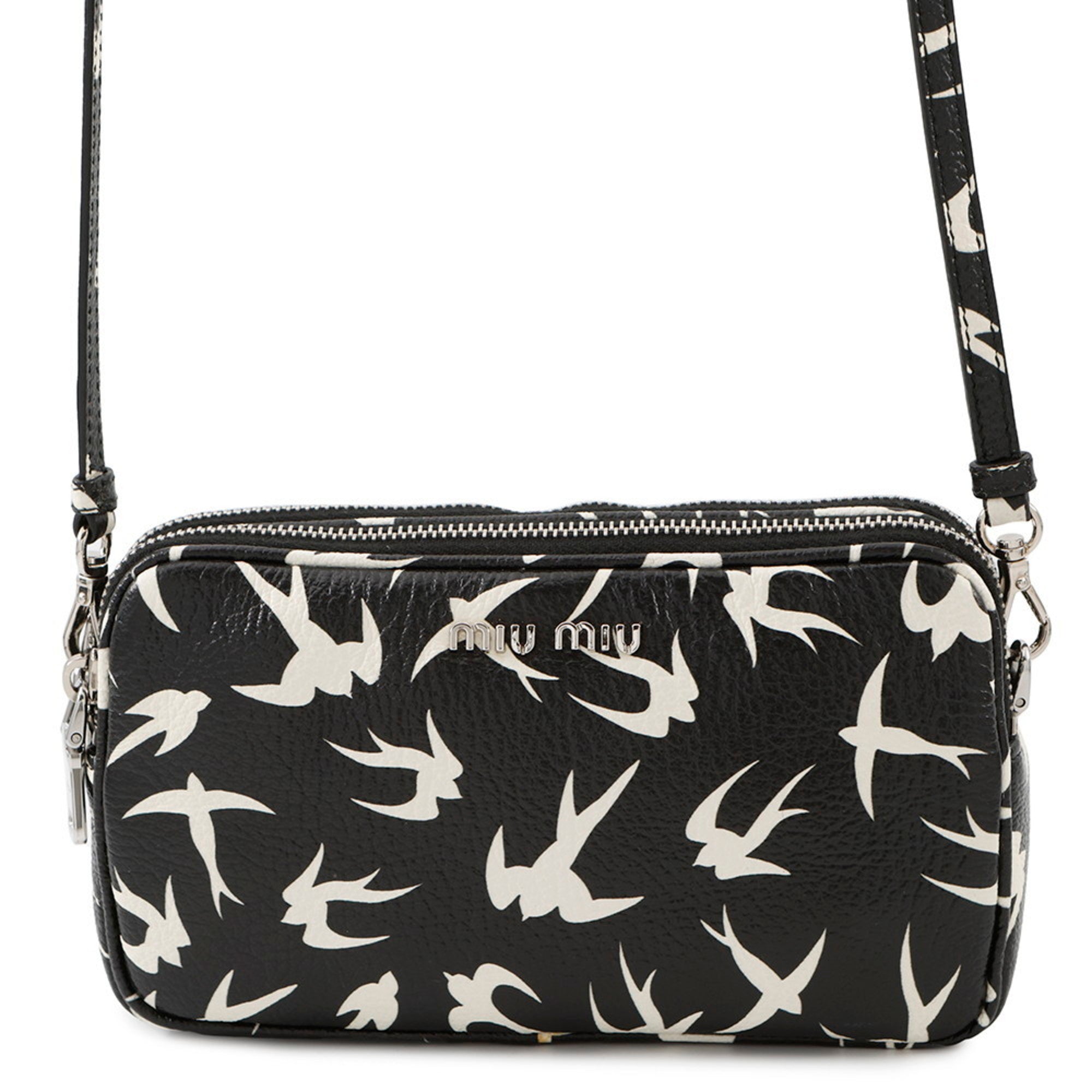 MIU MIU Pre-Loved Swallow Pattern Bag with a chic black design featuring swallow motifs