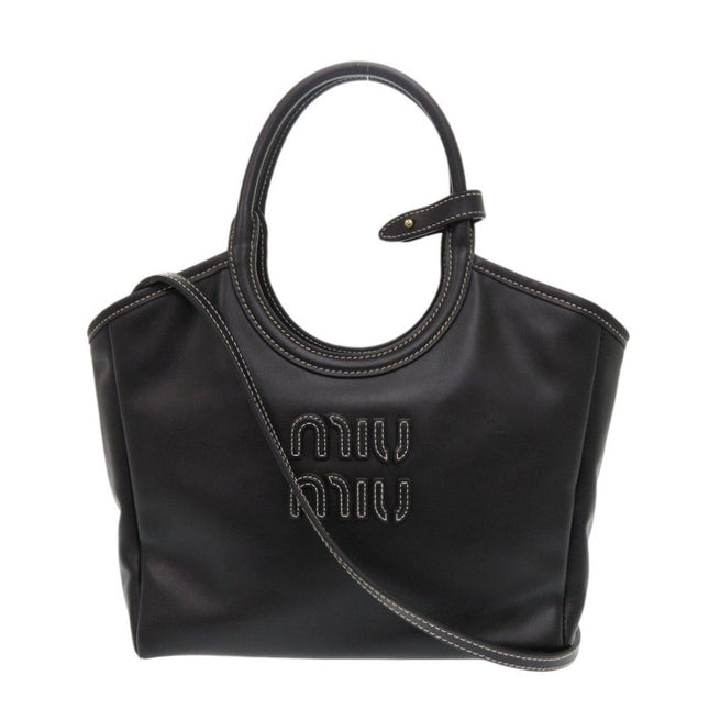 Pre-owned MIU MIU black leather bag with signature logo and elegant design