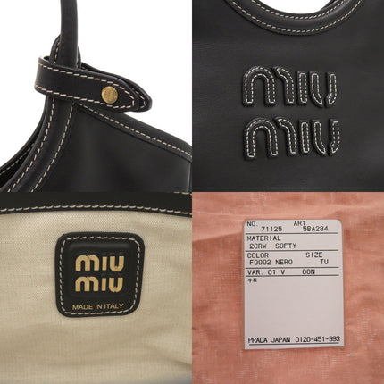 MIU MIU pre-owned leather bag featuring a soft design with signature logo and gold accents