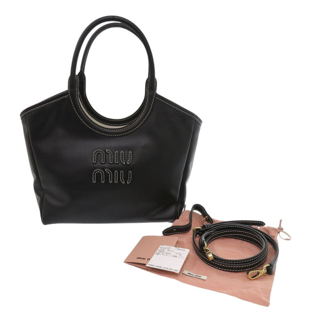 MIU MIU Black Leather Bag with Signature Logo, Includes Dust Bag - Pre-Owned Quality