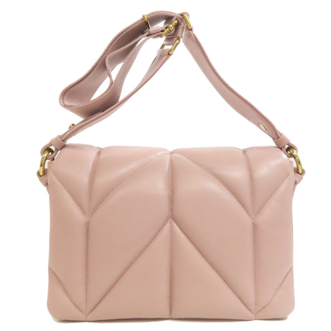 MIU MIU pre-owned pink leather bag with geometric quilted design and gold hardware