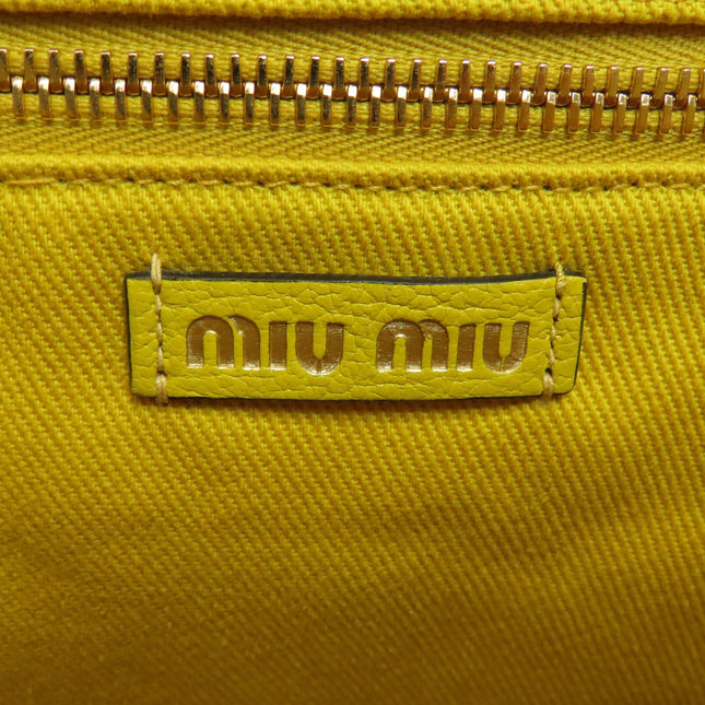 Miu Miu Yellow Bag with Glossy Logo, pre-owned and in excellent condition