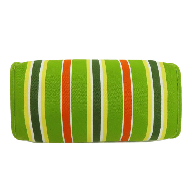 MIUMIU Pre-Owned Striped Canvas Bag in Green and Orange for Stylish Everyday Use