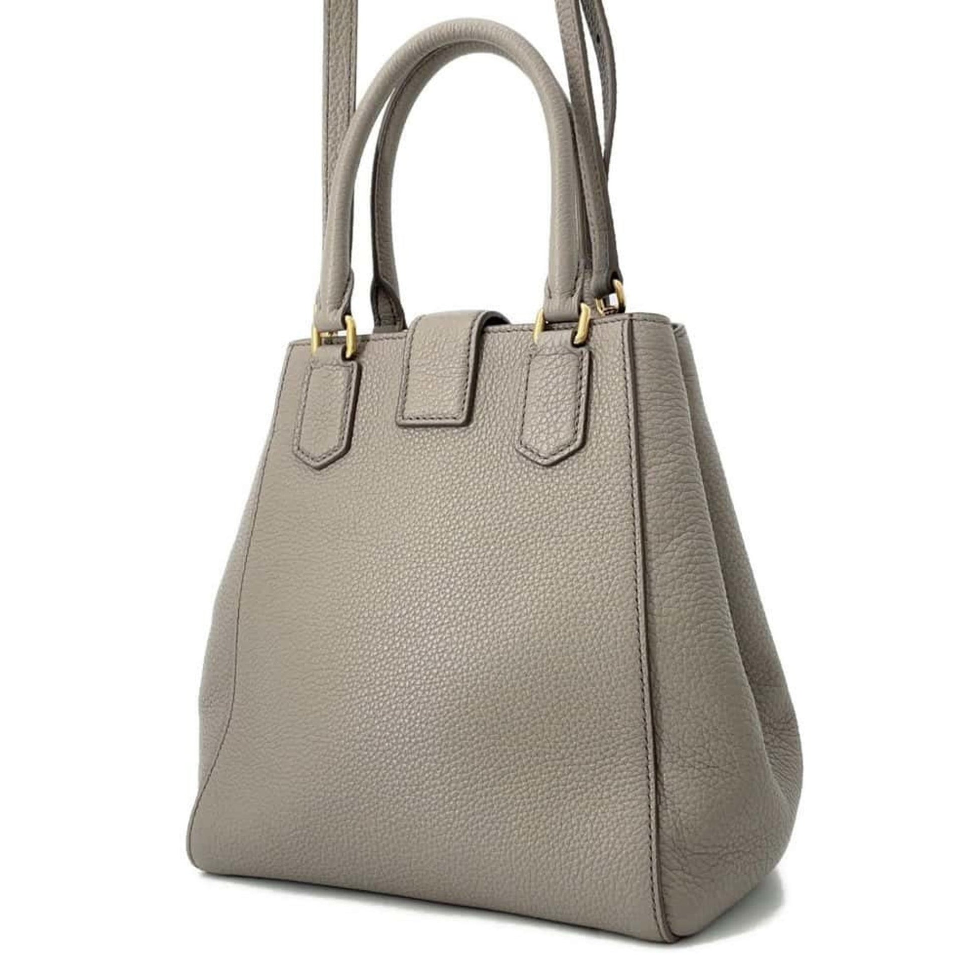 Miu Miu pre-owned grey leather handbag with structured design and dual top handles