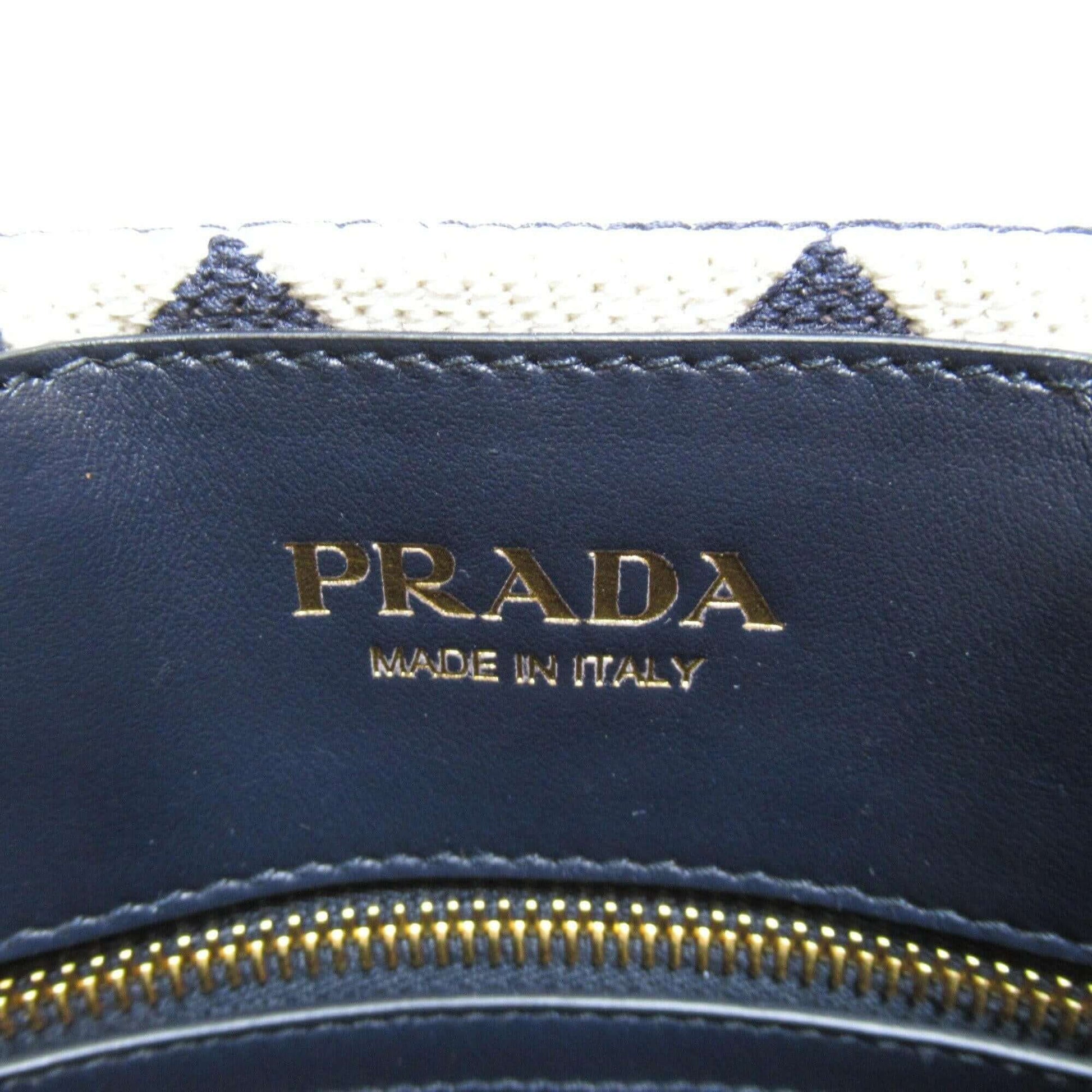 PRADA 2WayTote Bag Navy White canvas 1BA354 - Mansii