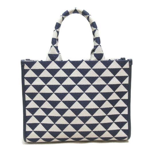 PRADA 2WayTote Bag Navy White canvas 1BA354 - Mansii