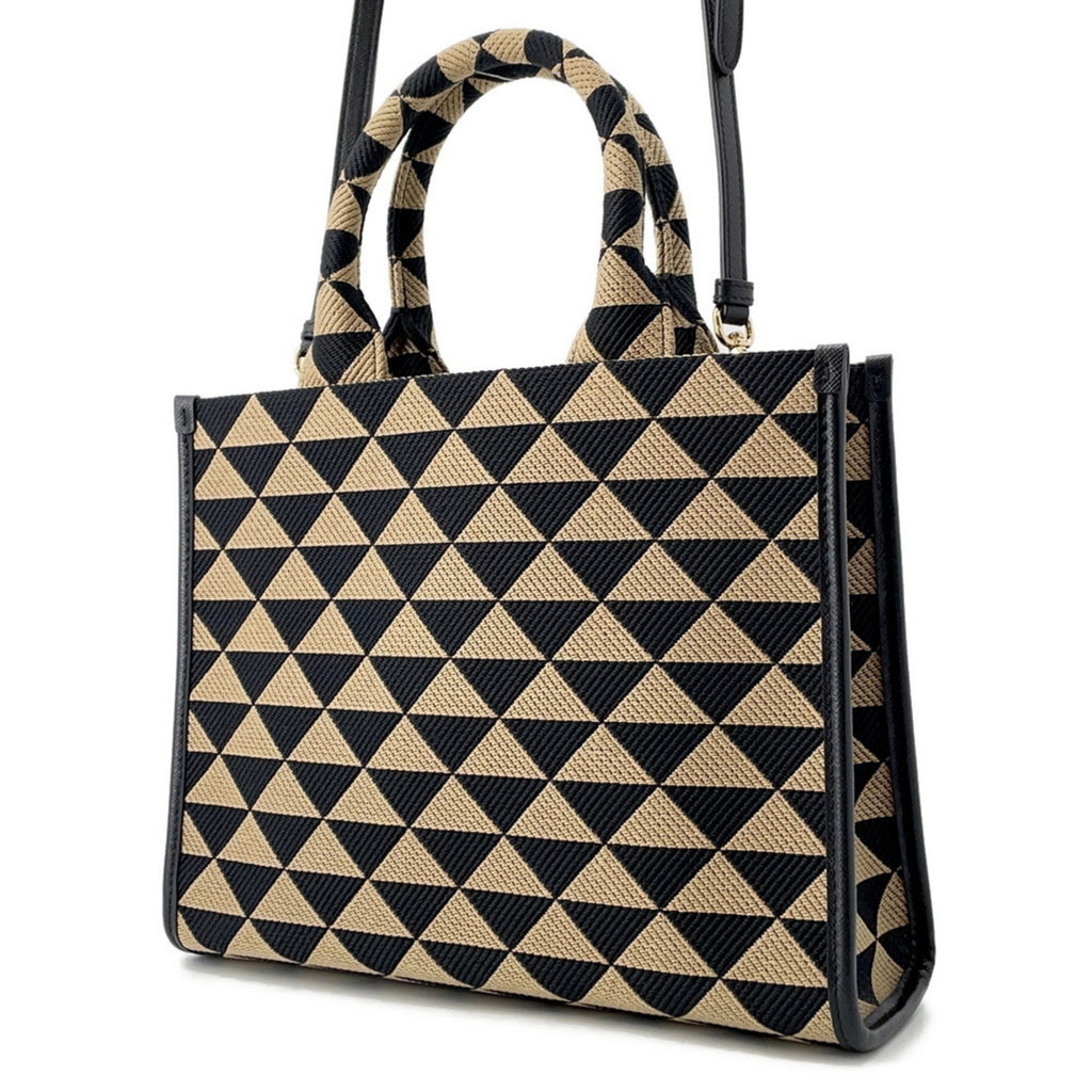 MANSII stylish tote bag featuring a black and beige mob wife pattern with geometric triangles