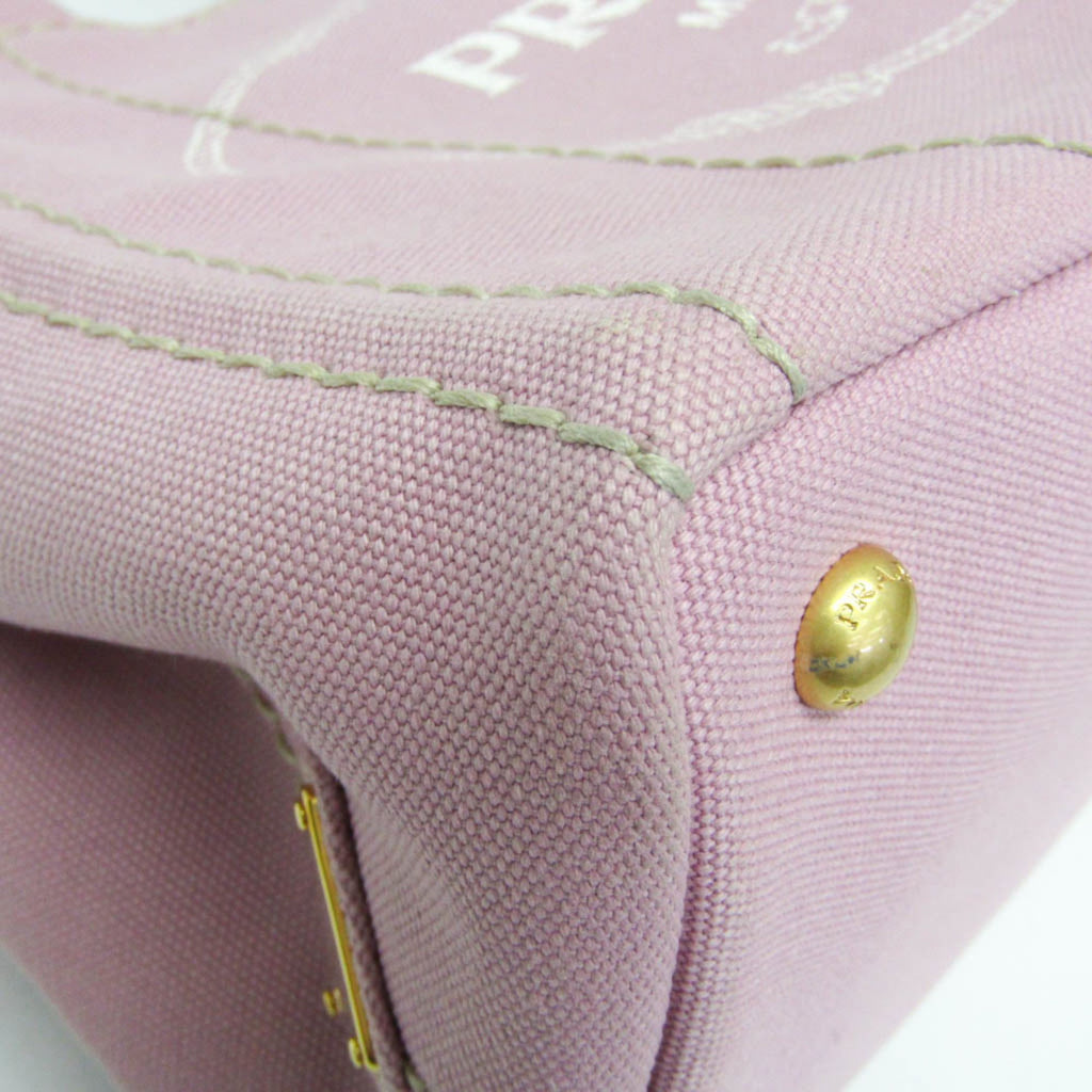 Close-up of PRADA Pre-Loved Canapa bag showing detailed stitching and hardware accents