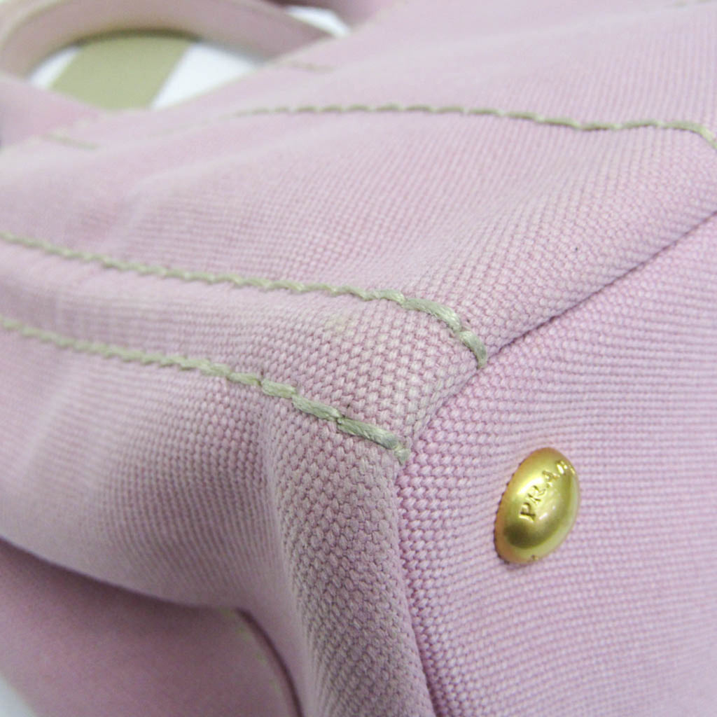 PRADA Pre-Loved Canapa Bag in Soft Pink with Elegant Stitching and Gold Accents