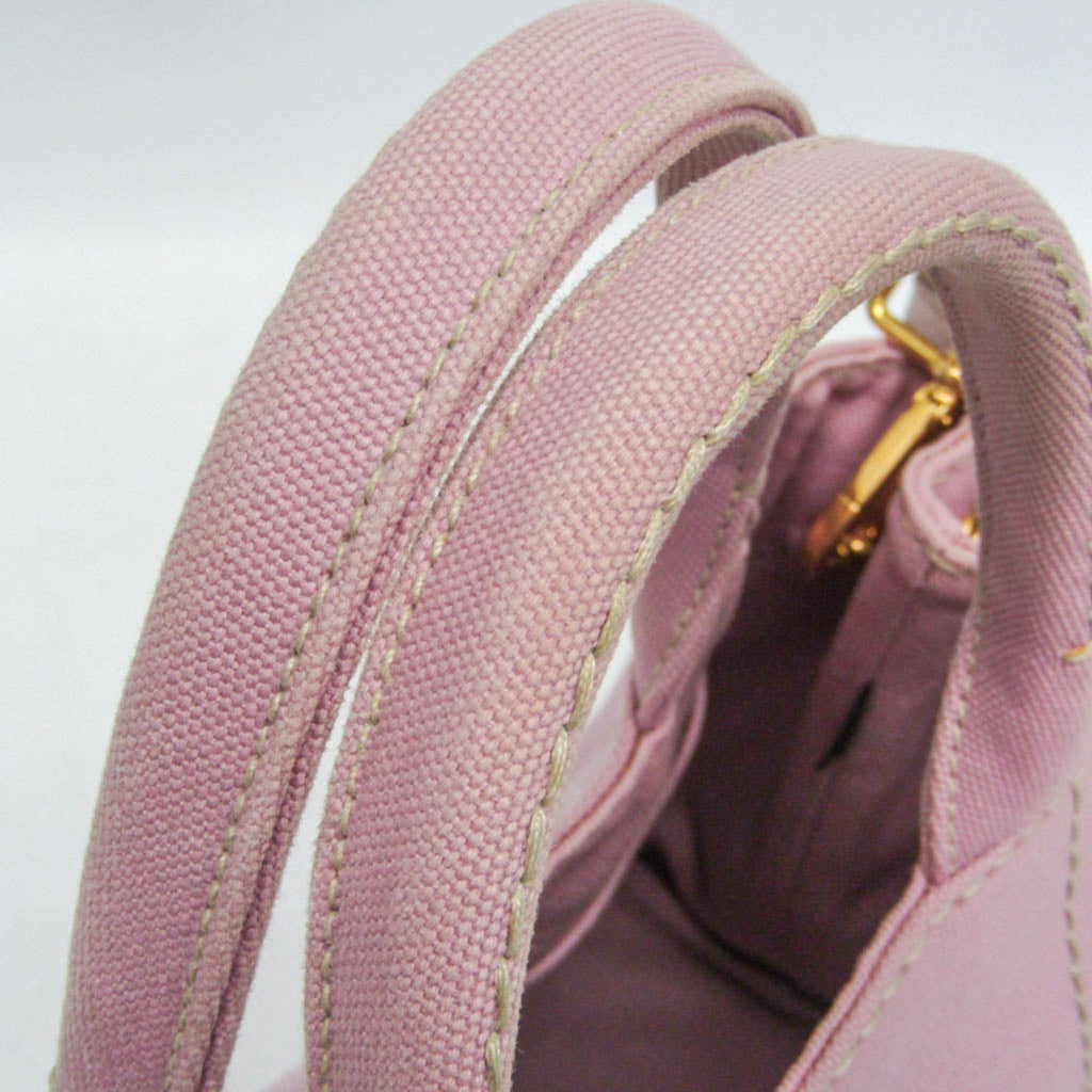 PRADA Pre-Loved Canapa bag in pink with elegant stitching and stylish handles for fashionable use