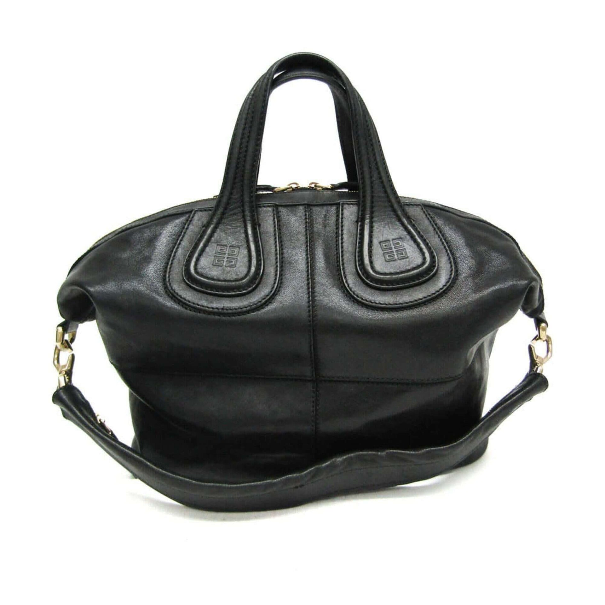 Pre - Loved GIVENCHY Nightingale Leather 2 - Way Bag Black - Mansii