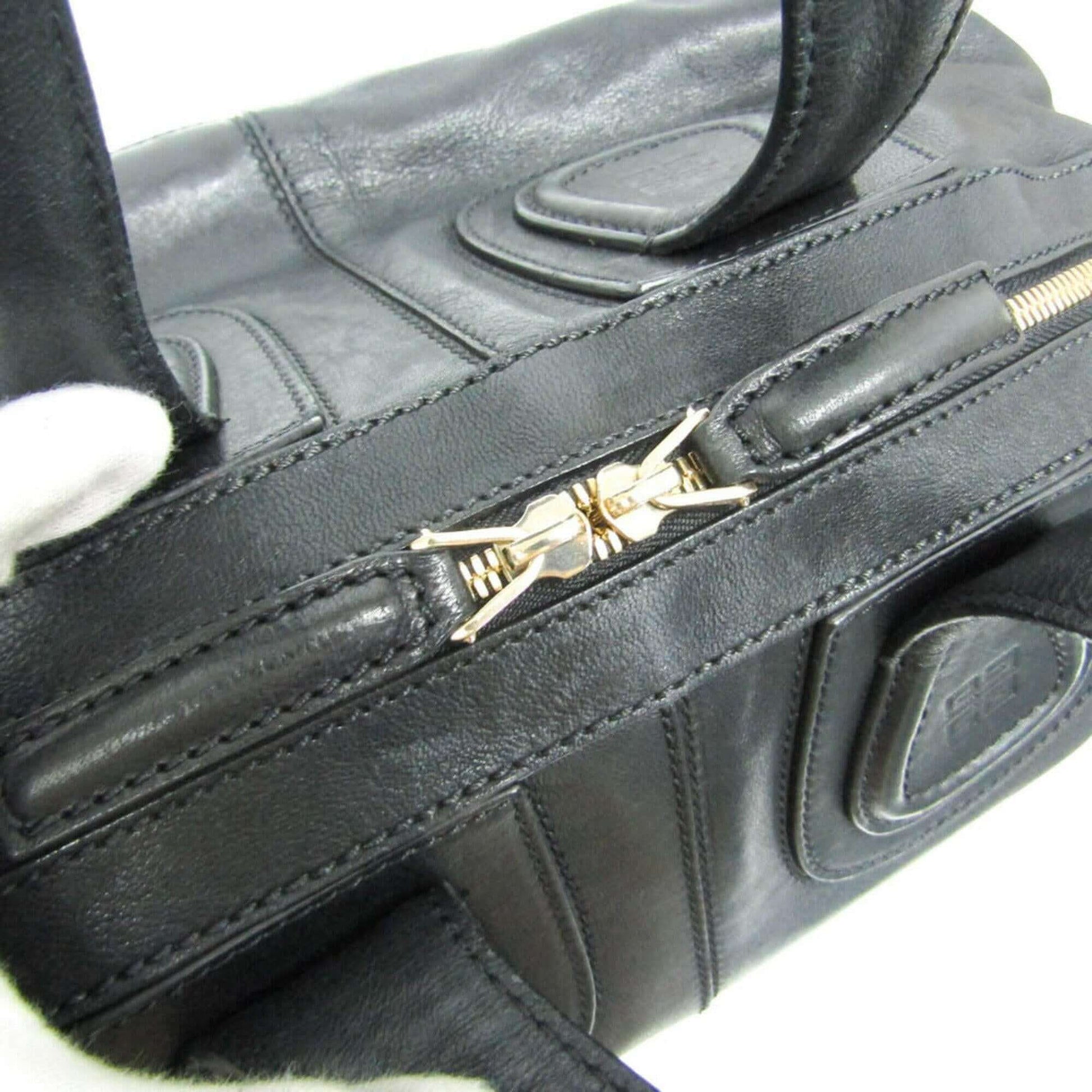 Pre - Loved GIVENCHY Nightingale Leather 2 - Way Bag Black - Mansii