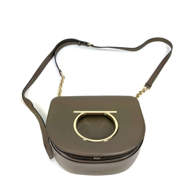 Salvatore Ferragamo pre-owned leather crossbody bag with gold hardware and adjustable strap