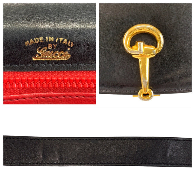 GUCCI pre-owned bag featuring a black design with a red zipper and gold accents