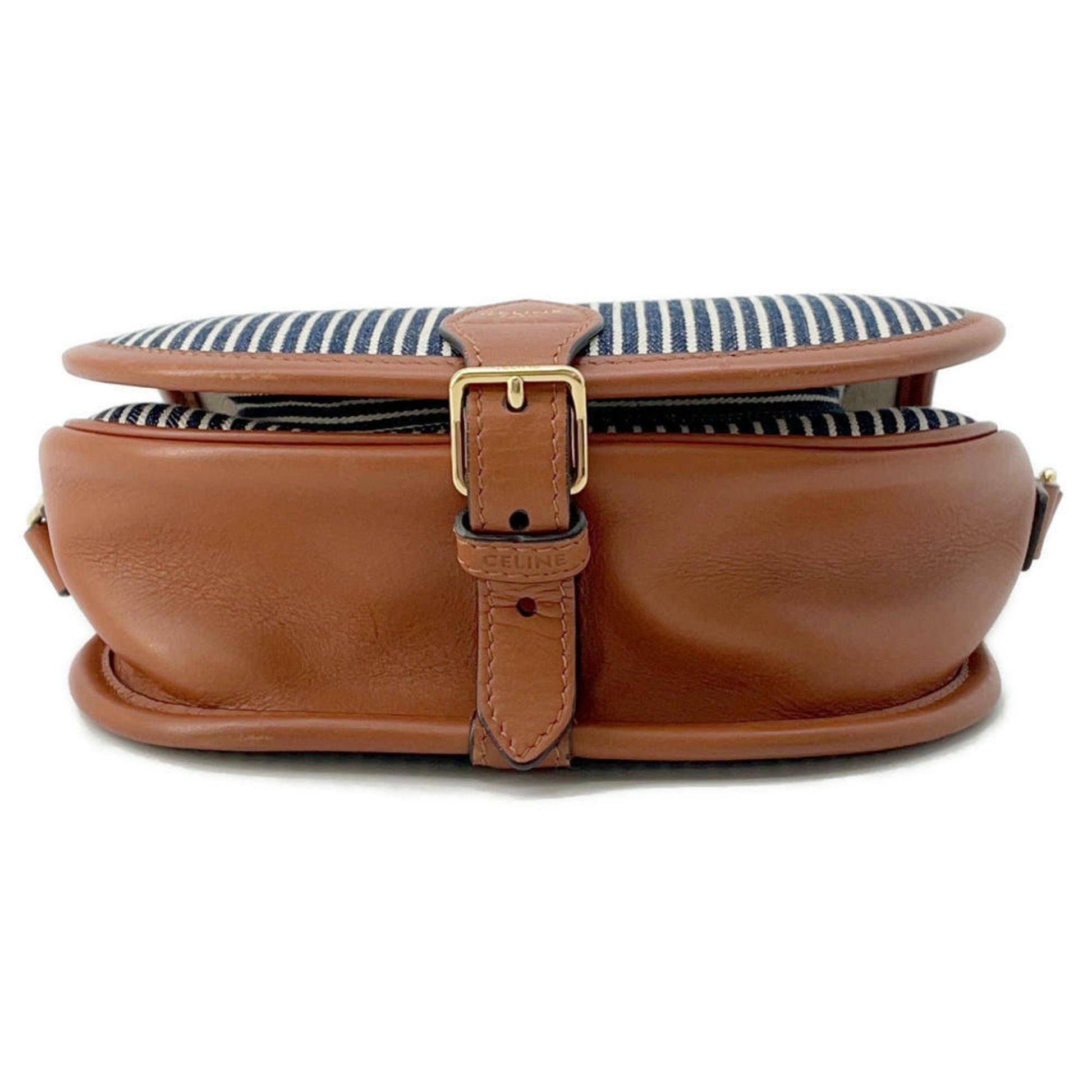 Celine Pre-Owned Leather and Canvas Bag with Stylish Striped Design and Versatile Closure