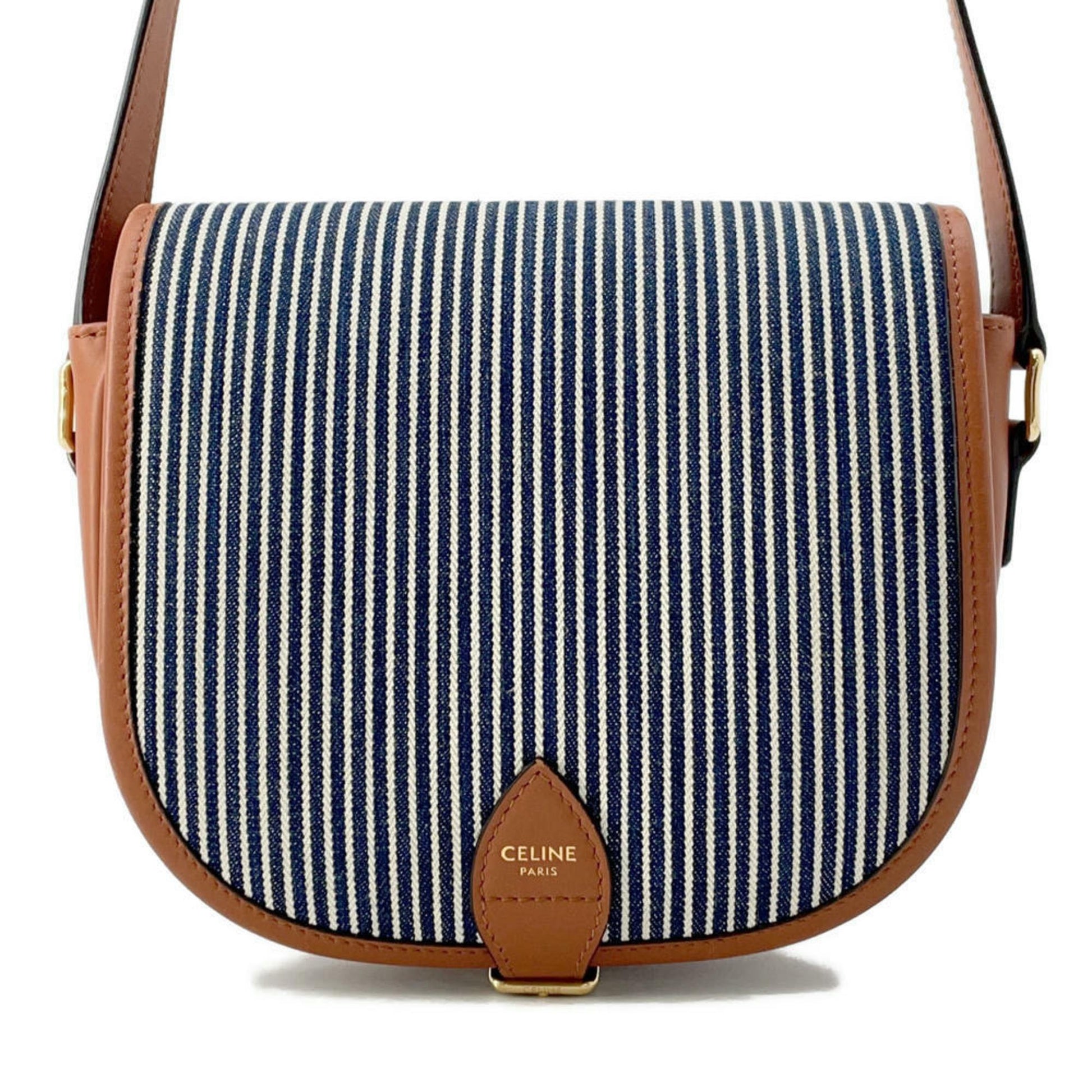 Celine Pre-Owned striped shoulder bag with leather accents and adjustable strap for everyday use