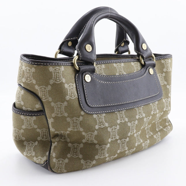 CELINE Pre-owned handbag with elegant logo pattern and contrasting leather accents