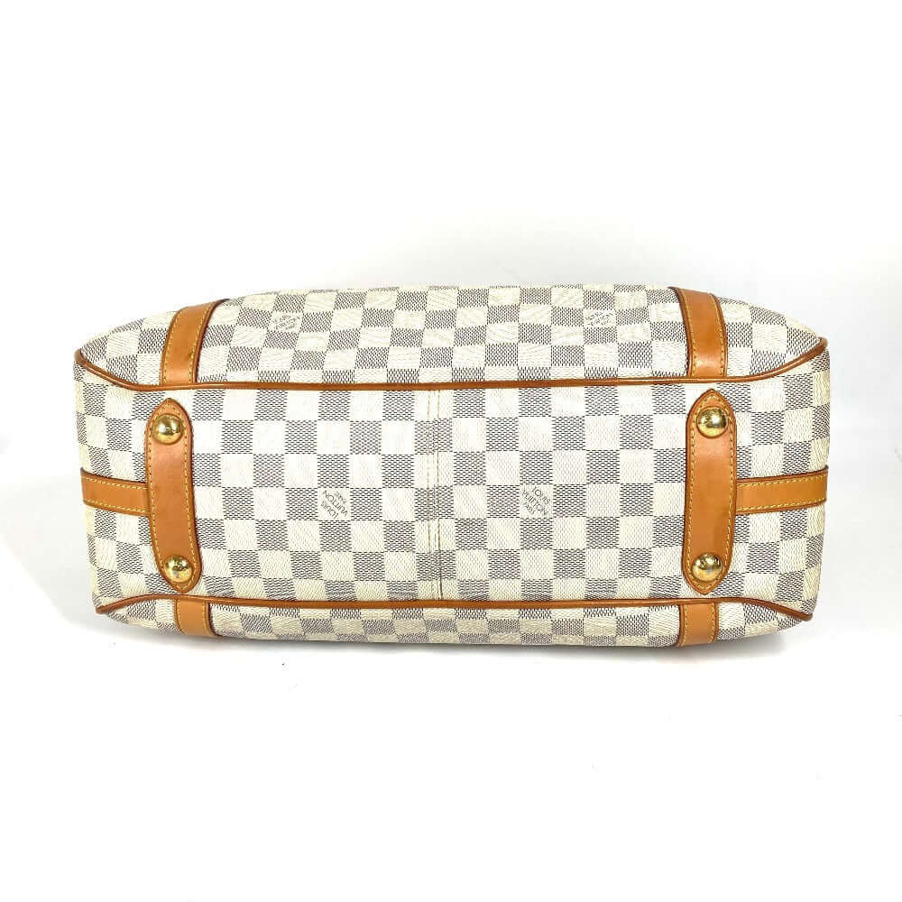 Louis Vuitton Damier Azur Canvas Bag, pre-owned, featuring signature checkered pattern and leather accents