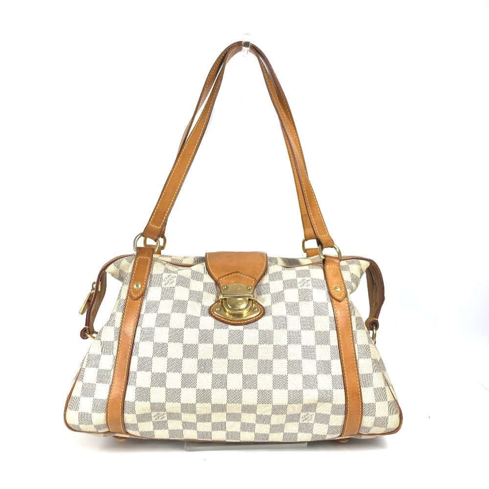 Pre-owned Louis Vuitton Damier Canvas Handbag with Leather Accents and Stylish Design