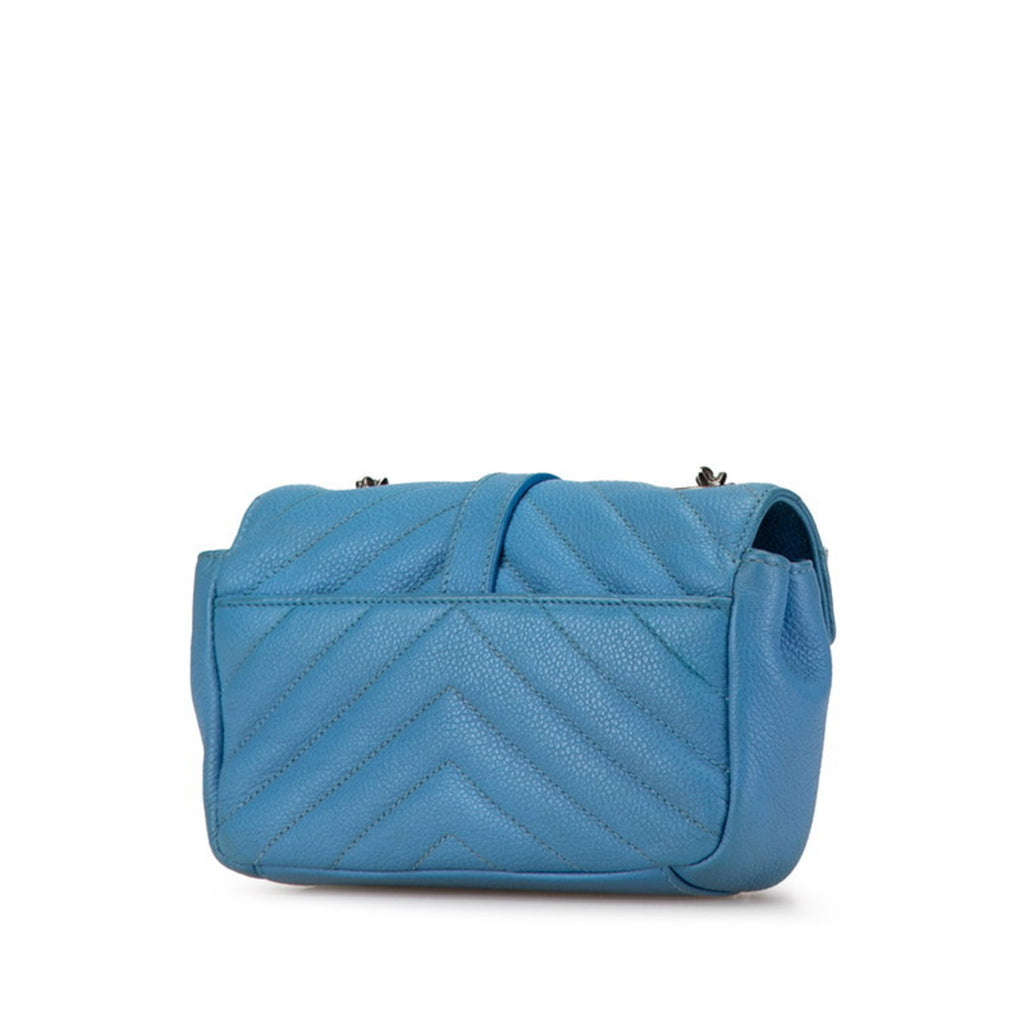 Pre-owned Saint Laurent Baby Chai bag in blue leather with a quilted design for stylish everyday use