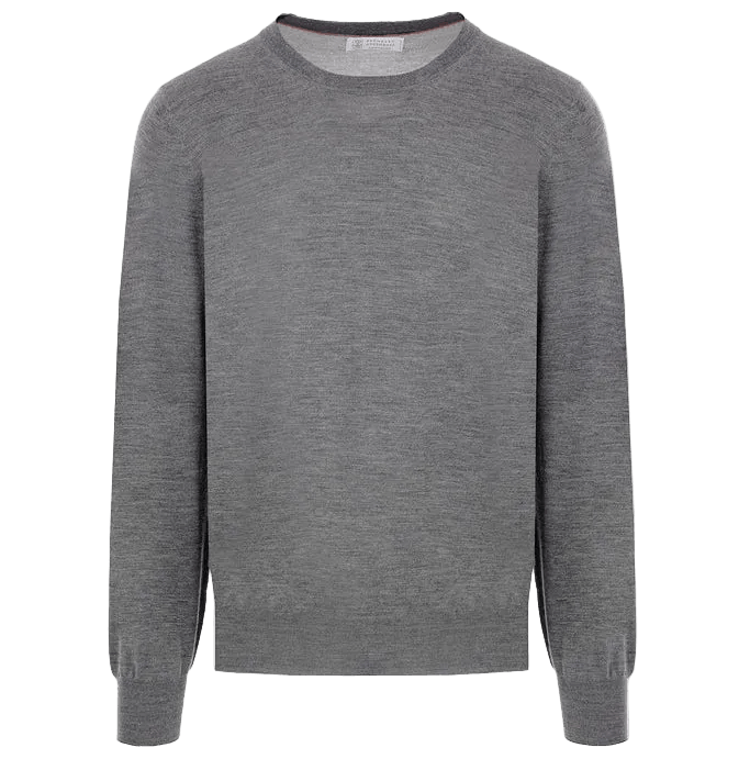 BRUNELLO CUCINELLI // CASHMERE & SILK CREW-NECK - 70% CASHMERE / 30% SILK [GREY] - BC-7742-G | THERMAL_LAYERS