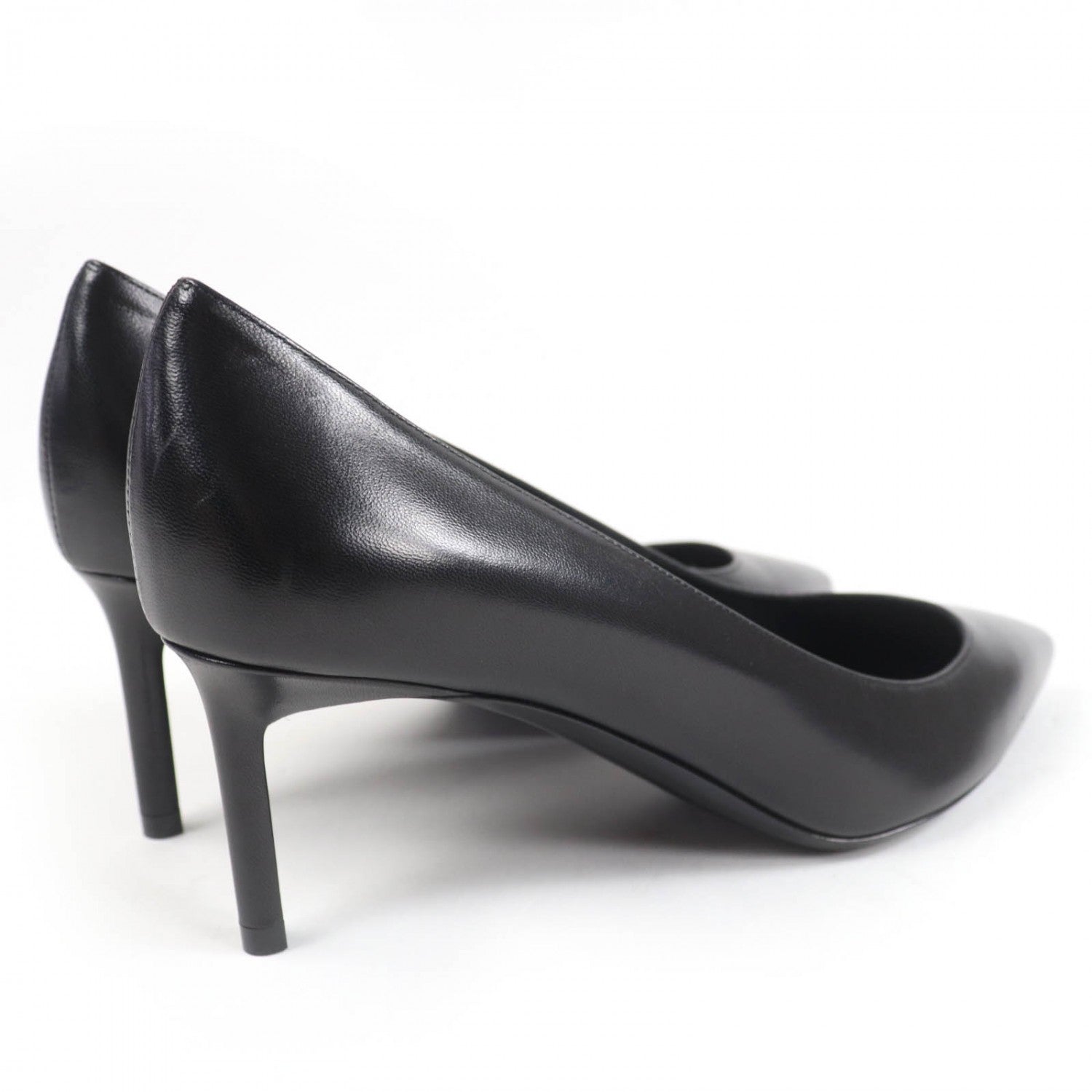 Saint Laurent Paris black heels with a sleek pointed toe design and high stiletto heel